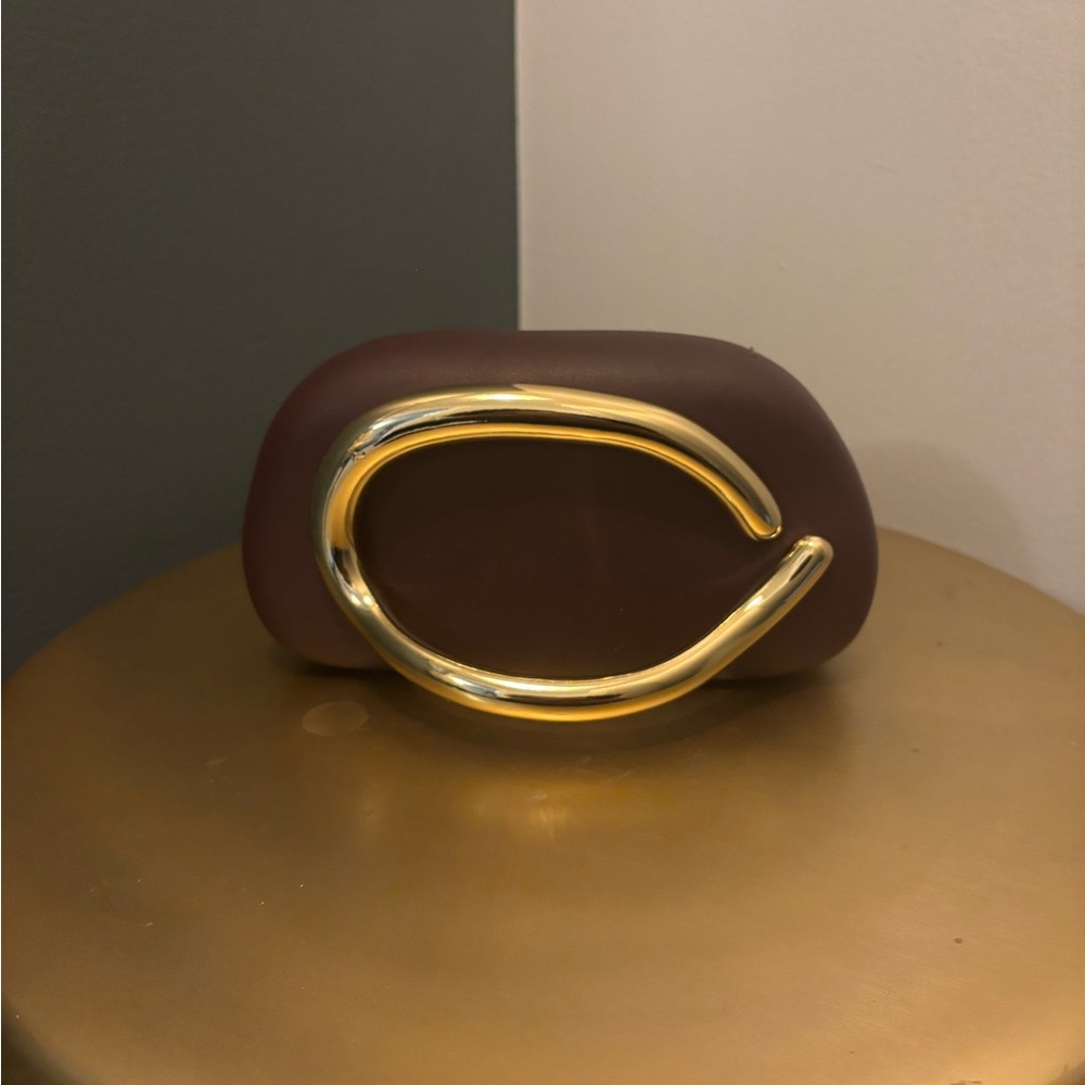 Amazon Brown Clutch with Gold Detail